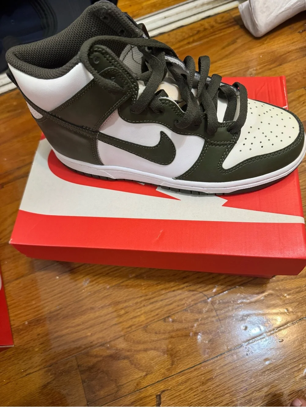 Nike High-Top Sneakers in Olive Green & White